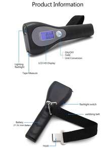 1PC Multi-Functional Luggage Scale, Mini Handheld Scale, Electronic Scale, Suitcase Scale, Boarding Scale, Easy To Read LCD Display, Black Durable Material, Multi-Unit Conversion, With Tape Measure And Flashlight Convenient Delivery Scale LCD Digital Hanging Scale Suitable For Daily Shopping, Travel Package Luggage And So On.[New Year Sale] - Multicolor - View 5