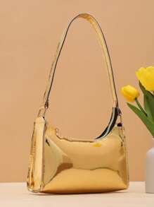 Túi đeo chéo Laser sáng bóng dành cho nữ, sử dụng thông thường hàng ngày - Vàng - Xem 1