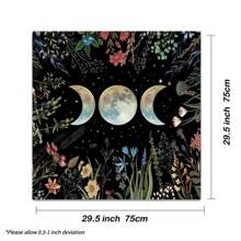 1pc Triple Moon Altar Cloth, Altar Cloth, Tarot Cloth, Flower Wiccan Tarot Mat Decor, For Witchy Cottage Core - Multicolor - View 8