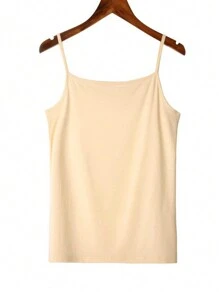 1pc Spring/Summer All-Match Solid Color Slim-Fit Stretchy Camisole Tank Top For Women, Suitable For Daily Indoor And Outdoor Wear