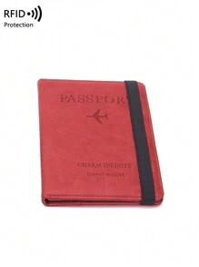 CHARM INFINITE Portapasaporte ligero, impermeable y con bloqueo RFID, cartera de viaje multifuncional - Rojo - Ver 7
