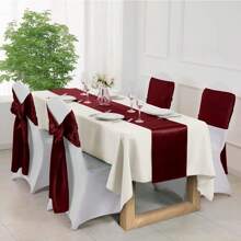 12pcs/1pc Smooth And Elegant Satin Tablecloth, Suitable For Parties, Birthdays, Weddings, Hospitality, Home, Kitchen, Chair Sash Decoration