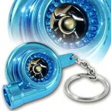 Universal Chrome Turbo Charger Bearing Spinning Turbine Key Chain Ring FOB