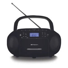 Portable CD Player Cassette Boombox With AM/FM Radio - Black - View 1