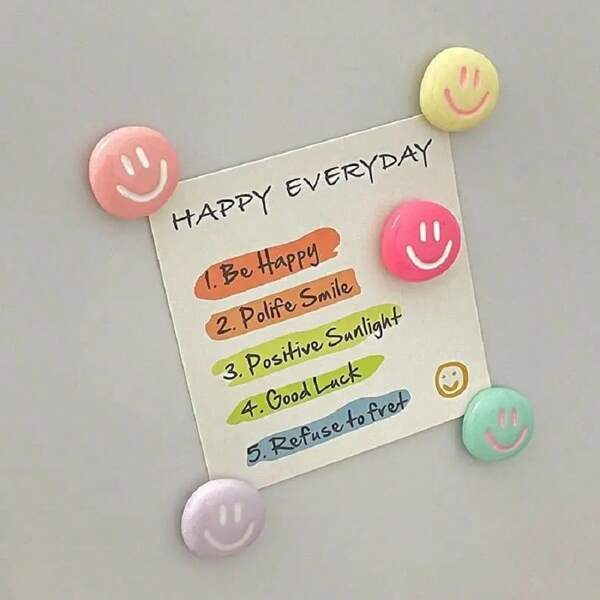 5pcs, Refrigerator Magnets, Cartoon Smile Face Fridge Magnets, Cute Decorative Magnets, Personalized Fridge Magnet For Kitchen Office Whiteboard Locker Cabinet And Dishwasher, Kitchen Decoration, Home Decoration, Mother's Day Gifts Birthday Graduation School Decor School Surprise Dormitory Decor Back To School