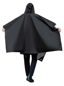 1 pièce Poncho imperméable multifonctionnel portable 3-en-1 avec matériau en polyester enduit d'argent, coupe-vent, imperméable, anti-poussière, couleur unie, pour la randonnée, le camping, la pêche, unisexe, taille libre, équipement de camping