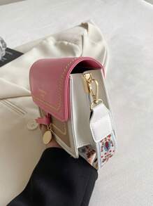 Fashionable Women's Handbag, Versatile New Crossbody Bag, Casual Colorblock Design, Small Square Bag, Wide Strap, Suitable For Party, Date, School, Outdoor Activities, And Makes A Great Gift - Watermelon Pink - View 7