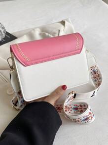 Fashionable Women's Handbag, Versatile New Crossbody Bag, Casual Colorblock Design, Small Square Bag, Wide Strap, Suitable For Party, Date, School, Outdoor Activities, And Makes A Great Gift - Watermelon Pink - View 8