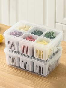 6-In-1 Versatile Kitchen Storage Box - Transparent, Detachable Compartments For Fruits, Vegetables, And More - Perfect For Refrigerator Organization And Meal Prep,Storage,Organizer,Organiser,Kitchen,Travel,Kitchen Items,Kitchen Tools,Kitchen Things. - White - View 5