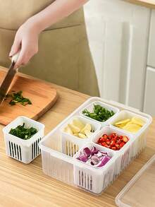 6-In-1 Versatile Kitchen Storage Box - Transparent, Detachable Compartments For Fruits, Vegetables, And More - Perfect For Refrigerator Organization And Meal Prep,Storage,Organizer,Organiser,Kitchen,Travel,Kitchen Items,Kitchen Tools,Kitchen Things. - White - View 4