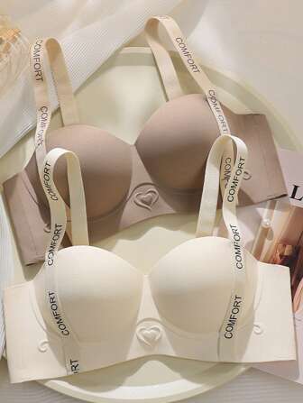 بدلة بروشيت نسائية ذات كأس نصفي 4قطع/مجموعة، حمالة صدر بدون سلك مبطنة للرفع من الخلف، ملابس داخلية