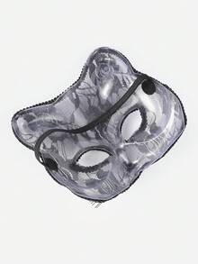 1pc Women's Sexy Lace And PVC Cat Mask Masquerade Ball Party Performance Prop - Black - View 3