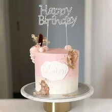 1pc Metal Rhinestone Happy Birthday Cake Topper, Perfect For Birthday Parties And Baking Decor - Multicolor - View 5