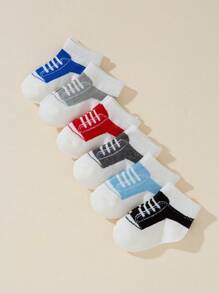 6 Pairs Baby Spring/Summer Sports Shoes Laces Socks, Soft/Breathable/Comfortable, Suitable For Daily Casual Wear, Independent Day Elements - Multicolor - View 3
