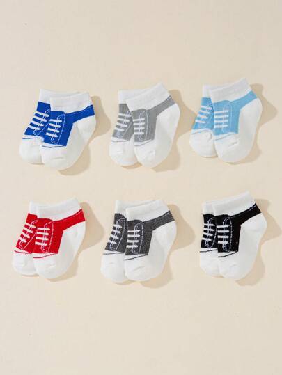 6 Pairs Baby Spring/Summer Sports Shoes Laces Socks, Soft/Breathable/Comfortable, Suitable For Daily Casual Wear, Independent Day Elements