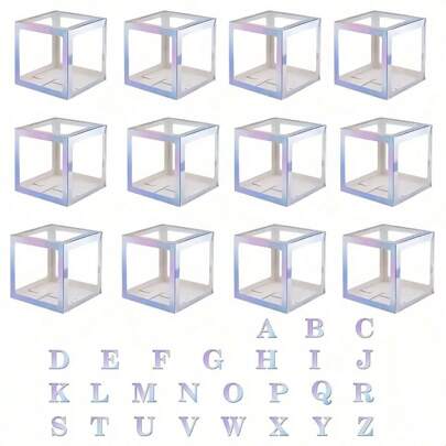 1 szt./pudełko 25 cm/cal błyszczący srebrny papier wielokrotnego użytku DIY balon z imieniem z jedną literą, odpowiedni na wesela, emeryturę, rocznice, sezon powrotu do szkoły, święta, urodziny i inne dekoracje imprezowe, rekwizyty do zdjęć i ozdoby z przezroczystym pudełkiem na balony, Boże Narodzenie