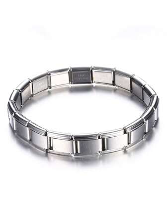 A String=18pcs Modular Bracelet - Detachable Stainless Steel Bracelet, Simple & Fashionable Daily Wear, Silver Charm Bracelet For Women's Parties, Unisex Style Jewelry