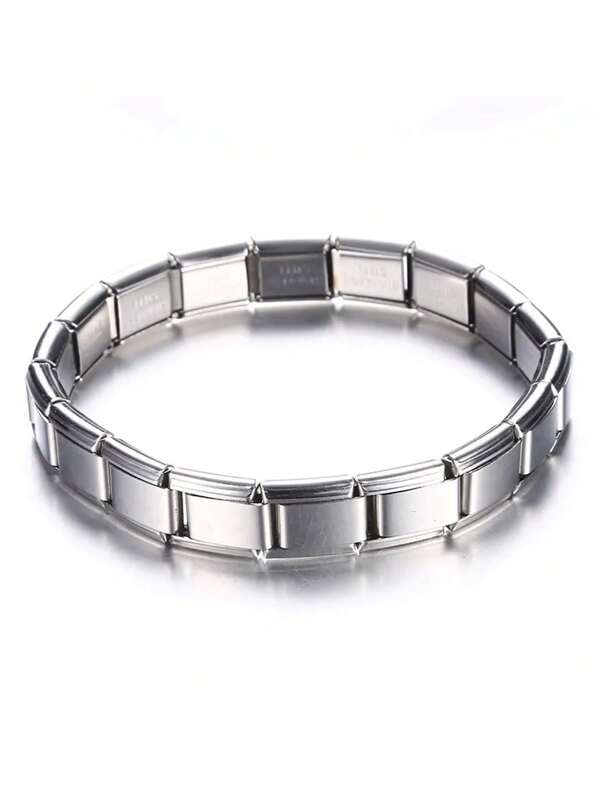 18 piezas Pulsera modular desmontable - Pulsera de acero inoxidable, sencilla y de moda para uso diario, pulsera con dijes de plata para fiestas de mujer, joyería de estilo unisex