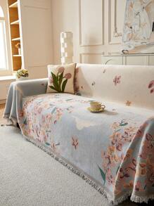 1入組花卉圖案瑟麗沙發套，防寵物撓抓、全覆蓋式沙發套，四季通用 - 彩色 - 查看 2