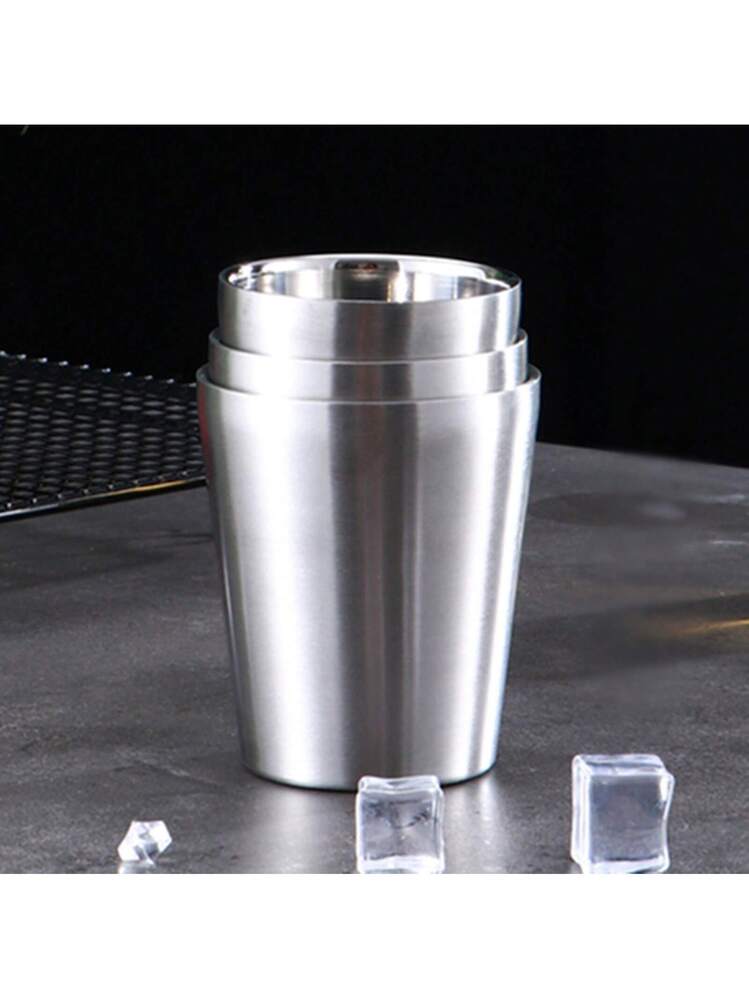 Set 6 Tazze In Acciaio Inox A Doppio Strato Con Portabicchiere - Antiscottatura, Impilabili, 300 Ml - 2