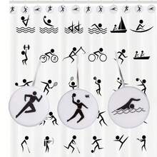 12pcs Sports Series Shower Curtain Hooks - High-End Crystal Clear Round Curtain Rings With Shiny Surface Finish - White - View 7