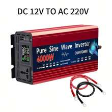 CHANTOWER 1500W/4000W純正弦波逆變器12V 220V/110V直流到交流50HZ/60HZ功率電壓轉換器，汽車太陽能逆變器 - 紅色 - 查看 9