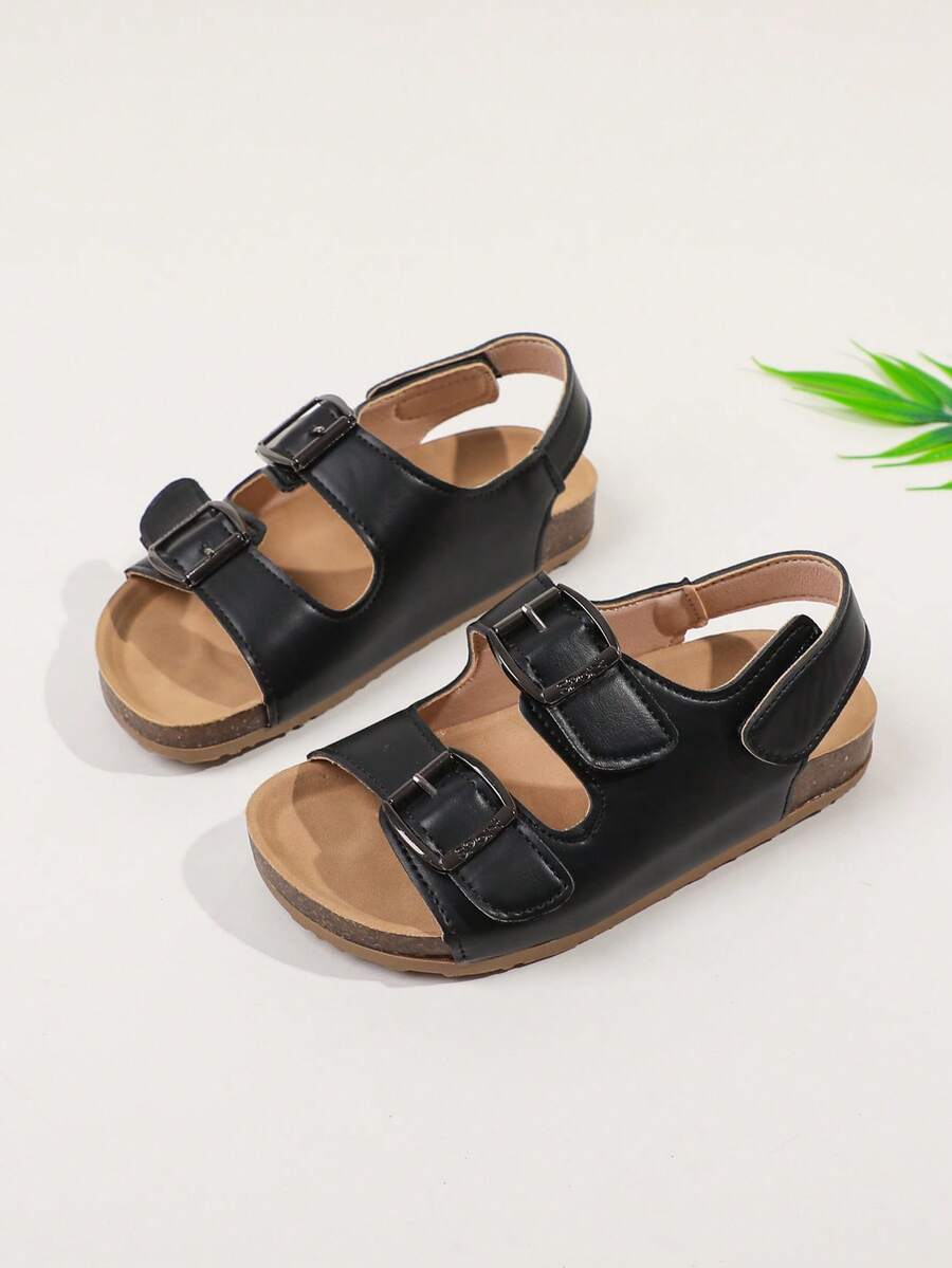 1 par de sandalias casuales simples y elegantes para niños, cómodas y antideslizantes con suela plana