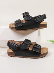 1 par de sandalias casuales simples y elegantes para niños, cómodas y antideslizantes con suela plana