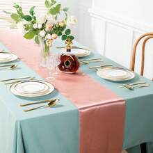 12pcs/1pc Smooth And Elegant Satin Tablecloth, Suitable For Parties, Birthdays, Weddings, Hospitality, Home, Kitchen, Chair Sash Decoration