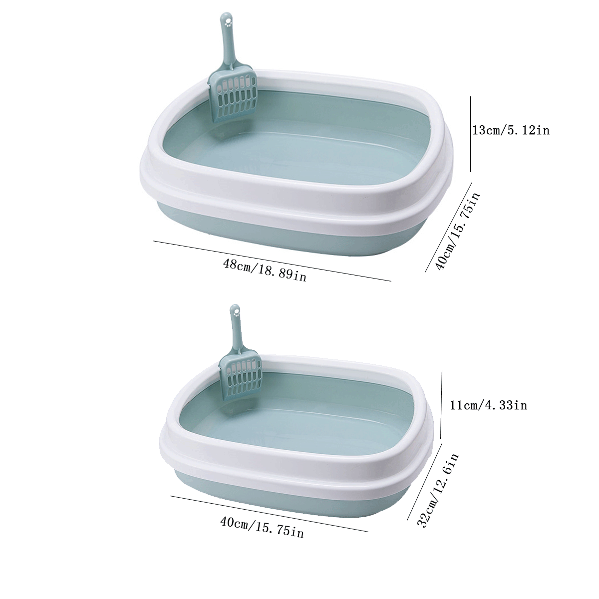 Caja de arena sobredimensionada de plástico semicerrada a prueba de salpicaduras para mascotas con tapa y pala, suministros para gatos, empaque y color aleatorio - Multicolor - Añade 2