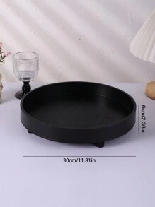 1入黑色木盤，經典極簡風格木質收納盤，適用於擺放花瓶、廚房和客廳組織，家用茶杯托盤，適用於茶几裝飾 - 黑色 - 查看 5