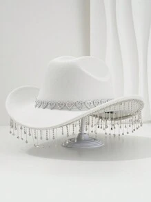 1 buc. Pălărie Fedora în stil britanic, unisex, culoare solidă, cu decor cu stras și ciucuri în formă de inimă, pălărie de cowboy elegantă pentru doamne singure, pălărie de vacanță în stil boem, pălărie unică KJ cadou Pălărie cu boruri largi, estetică elegantă, primăvară vară, culori strălucitoare, potrivită pentru evenimentele tematice occidentale , petreceri, petreceri de logodnă, cosplay, ceremonii de absolvire, petreceri costumate, festivaluri, nunți, sărbători de naștere, festivaluri de muzică - iubesc strasuri - Vizualizare 22