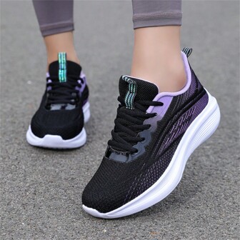 1pair Women's Summer Outdoor Sports Shoes Lightweight Breathable Mesh Sneakers Low-Top Lace-Up Non-Slip Running Shoes Comfortable Fashionable Women's Shoes