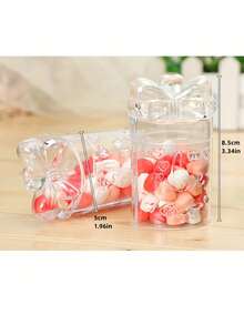 6pcs Transparent Candy Box Wedding Candy Packing Box Love Bow Plastic Box Storage Box Party Supplies - Multicolor - View 2