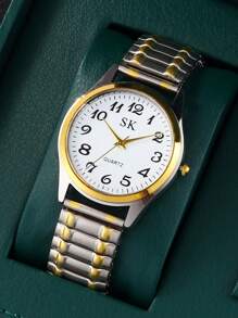 Ensemble de 2 montres rondes à cadran numérique en alliage avec mouvement à quartz pour couples, meilleur cadeau pour lui/elle