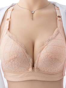 1 pieza Elegante Sujetador de lactancia con encaje para maternidad - Extensible, cómodo y fácil de amamantar, con diseño chic push-up