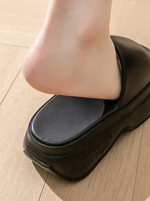 Women's Indoor Summer Silent Slippers, Non-Slip Slippers In The Bathroom, Women's Simple Style Slip Shoes - Black - View 3