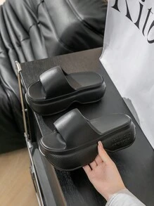 Women's Indoor Summer Silent Slippers, Non-Slip Slippers In The Bathroom, Women's Simple Style Slip Shoes - Black - View 5