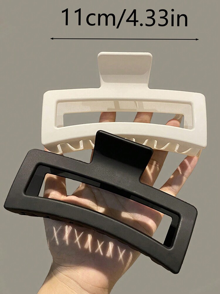 4 قطع مشابك شعر كبيرة مربعة بألوان أسود وأبيض وبني...