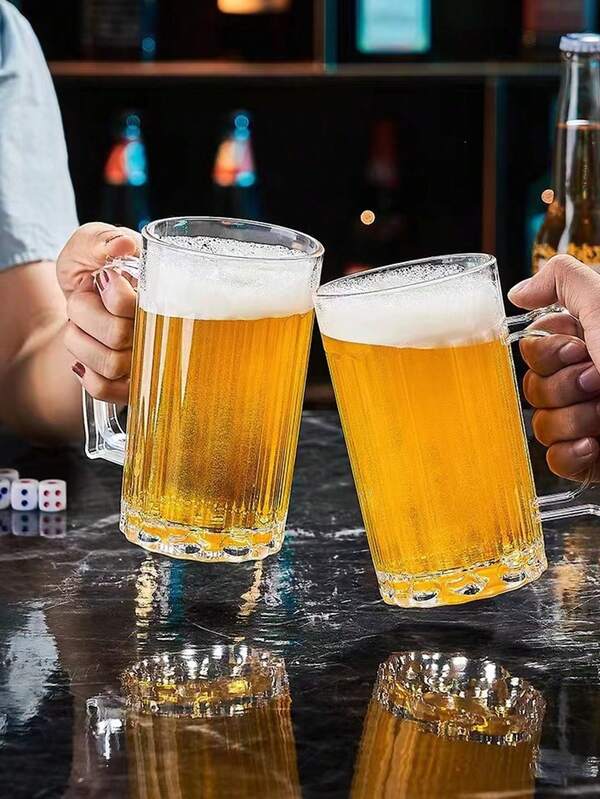 1pc Acrylic/PS Transparent Beer Mug With Handle, Thickened Beer Cup, Beverage Cup, Juice Cup