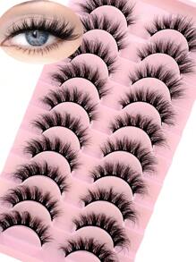 10对仿貂毛睫毛手工假睫毛自然裸妆仿真十字凌乱眼3D立体卷翘睫毛条状睫毛 - 交叉款 - 查看 3