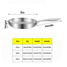1pc 304 Stainless Steel Non-Stick Frying Pan For Steak Cooking, Without Coating - Silver - View 2