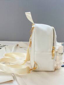 Fashionable Kids Casual Backpack With Small Flowers And Sequins