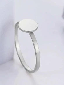 Personalized Stainless Steel Heart/Round Shaped Ring Customized With Name/Date, Unisex Commemorative Gift For Friends