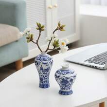 1pc/4pcs/5pcs Chinese Blue And White Porcelain Ceramic Vase, Small Hydroponics Plant Vaser, Handmade Art Craft, Decor For Living Room, Bedroom, Dining Room, Study, Cafe, Great Gift For Friends And Loved Ones On Holidays Gifts Birthday Graduation Home Decor Room Decor Flower Vase Glass Vase