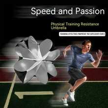 1入組可調節背帶的跑步速度訓練降落傘，附贈免費提袋。快速釋放設計支援跑步和足球訓練體育設備（包含1個降落傘），適用於兒童、青少年和成人