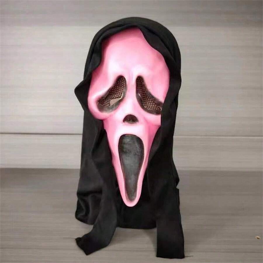 Gritos impactantes, máscara larga, maquillaje de disfraz de bola, disfraz de fantasma aterrador para fiesta de Halloween o carnaval, accesorios traviesos - Rosa - Ver 1