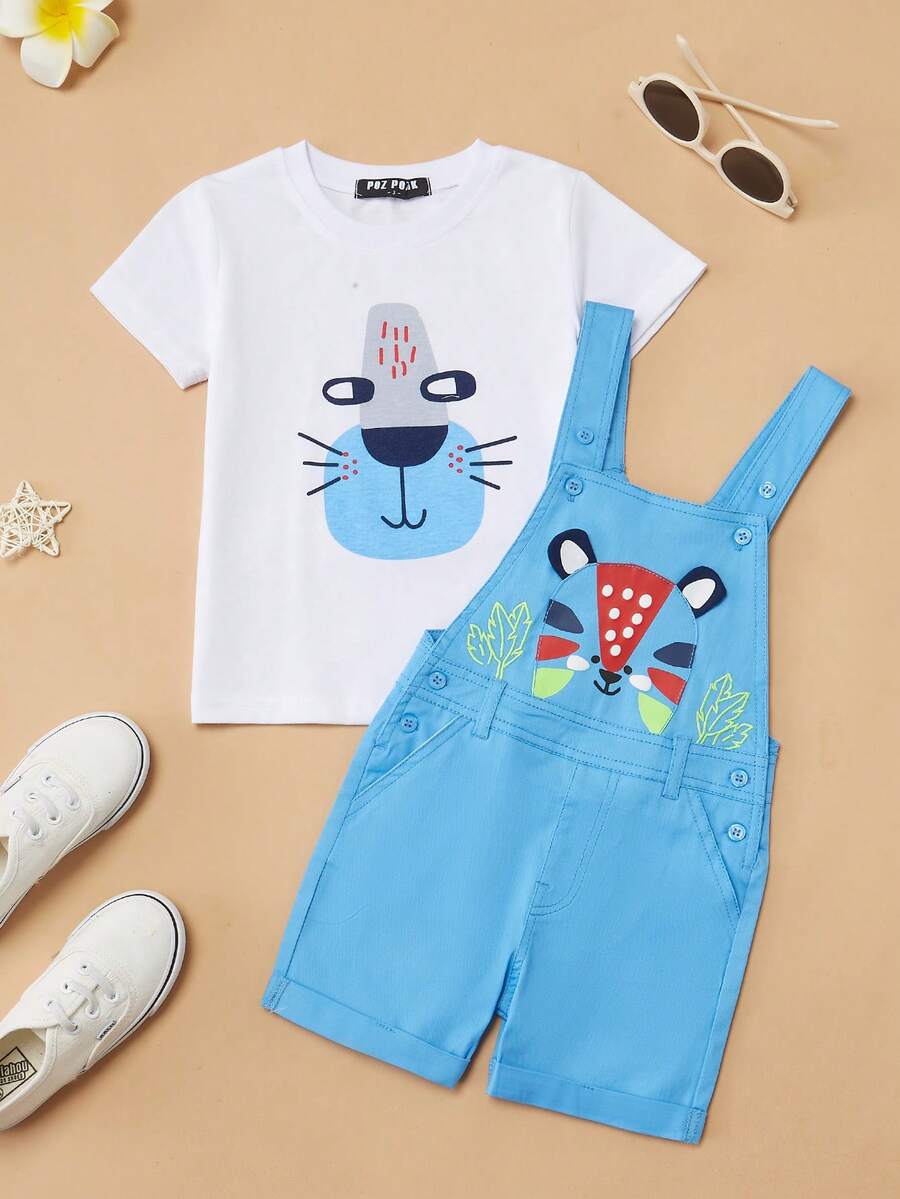 T-Shirt And Shorts Overall Set For Baby Boy 1-5 Years Leon - Blue - View 1