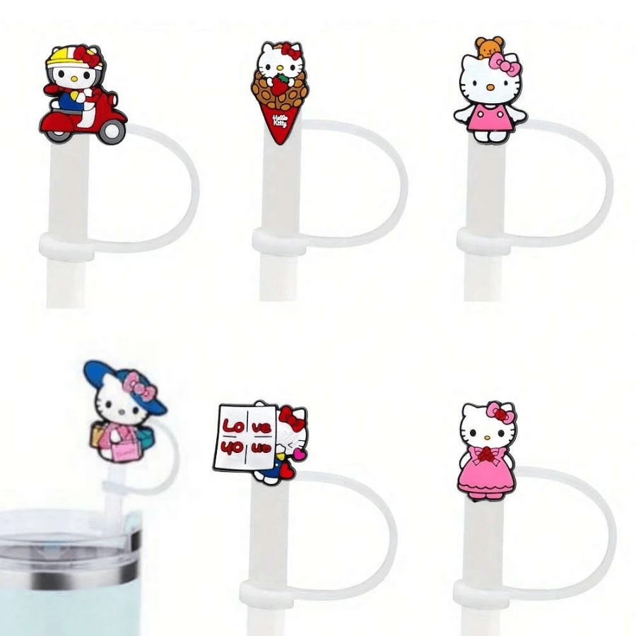 Silicone Straw Toppers - 8PCS Cute Reusable Straw Covers, Dust-Proof