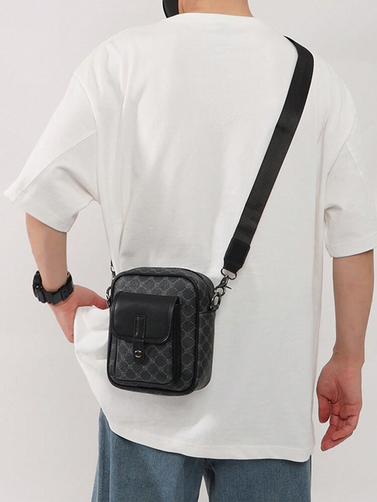 حقيبة كتف رجالية صغيرة غير رسمية ذات غطاء، حقيبة ر...